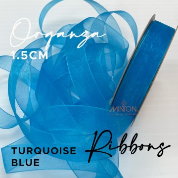 15mm Organza Ribbon Turquoise Blue