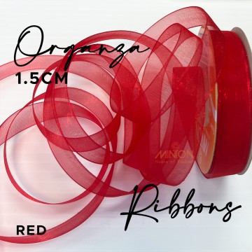 15mm Organza Ribbon Red