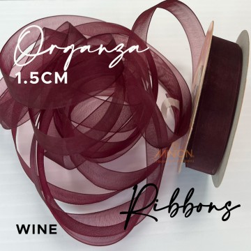 15mm Organza Ribbon Wine