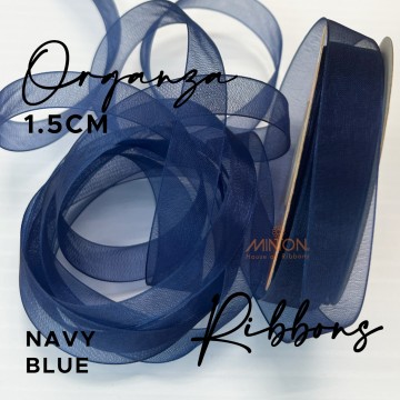 15mm Organza Ribbon Navy Blue