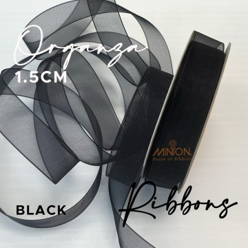 15mm Organza Ribbon Black