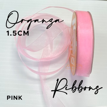15mm Organza Ribbon Pink