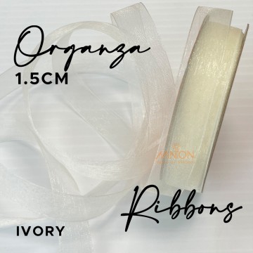 15mm Organza Ribbon Ivory
