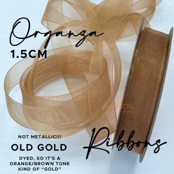 15mm Organza Ribbon Old Gold