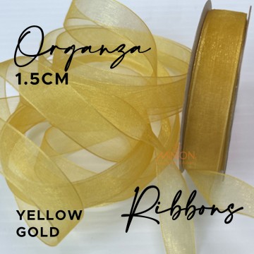 15mm Organza Ribbon Yellow Gold