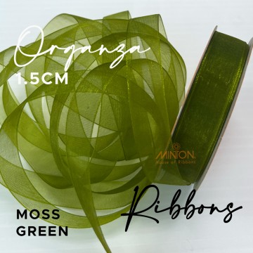 15mm Organza Ribbon Moss Green