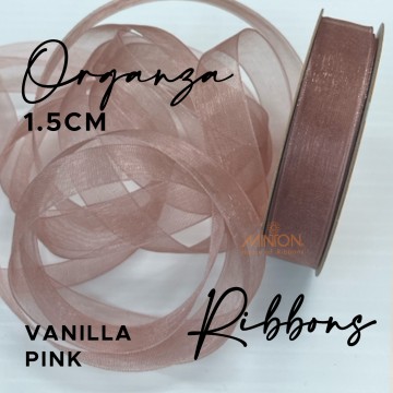 15mm Organza Ribbon Vanilla Pink