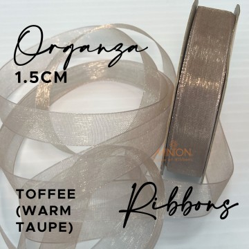 15mm Organza Ribbon Tan Khaki