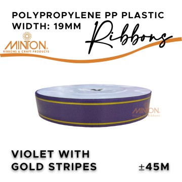 19mmx50yds Polypropylene Plastic Purple with Gold Edges
