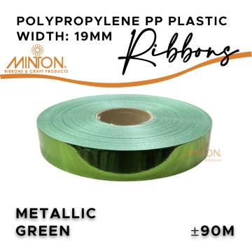 19mmx100yds Polypropylene Plastic Metallic Green