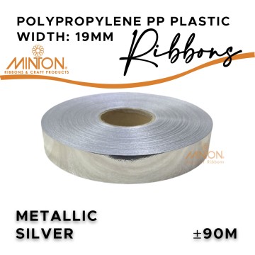 19mmx100yds Polypropylene Plastic Metallic Silver