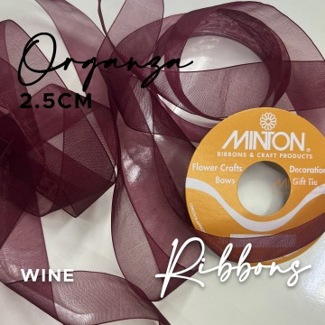 25mm Organza Ribbon Burgundy