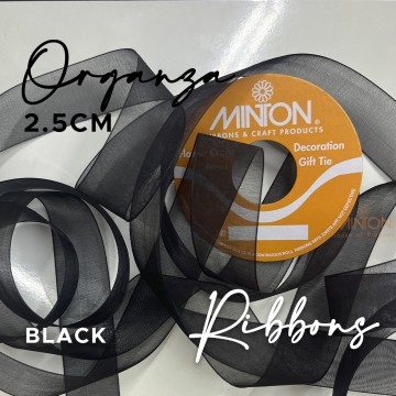 25mm Organza Ribbon Black