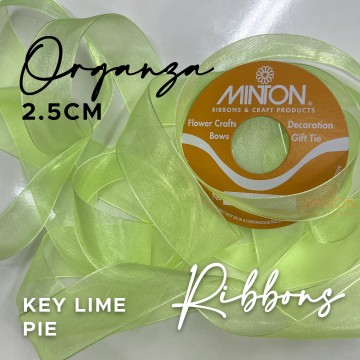 25mm Organza Ribbon Lime Pie