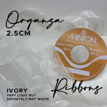 25mm Organza Ribbon Ivory