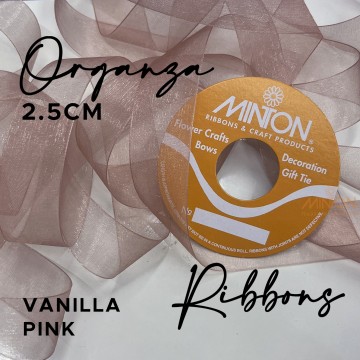 25mm Organza Ribbon Vanilla Pink