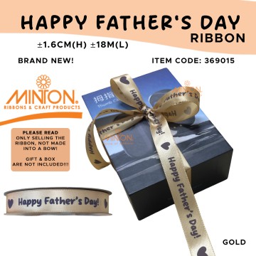 16mmx20yds Happy Father's Day Ribbon Gold