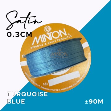 3mmx100yds Satin Turquoise Blue