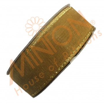 25mmx30yds Organza Gold with Metallic Gold Edges