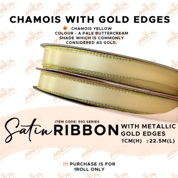 10mmx25yds Gold Edged Satin Chamois Yellow