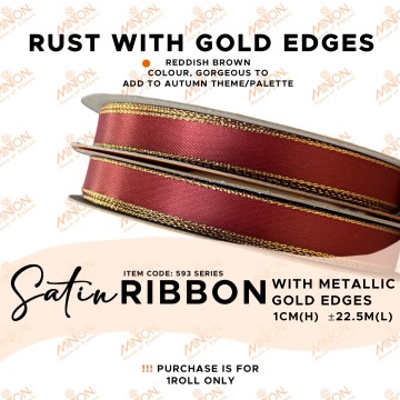 10mmx25yds Gold Edged Satin Rust