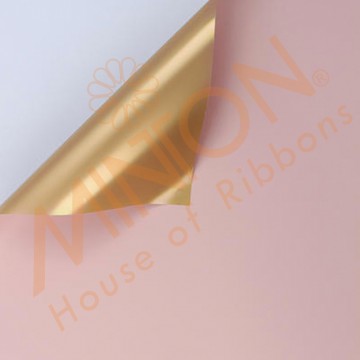 Duo Colour BOPP Plastic Wrapper, 58cmx58cmx20pieces Light Pink/Gold