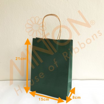 Paper Bag 15*21*8cm x 12pcs Forest Green