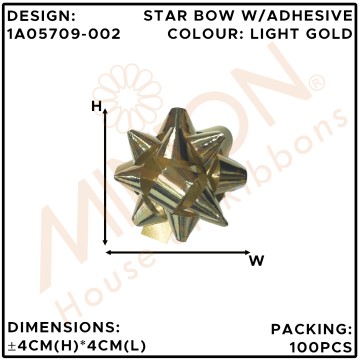 Metallic PP Star Bow 9mmx4cmx100pcs Gold