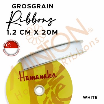 12mmx20m Hamanaka Grosgrain Ribbon White