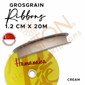 12mmx20m Hamanaka Grosgrain Ribbon Cream