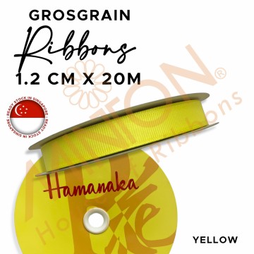 12mmx20m Hamanaka Grosgrain Ribbon Yellow