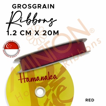 12mmx20m Hamanaka Grosgrain Ribbon Red