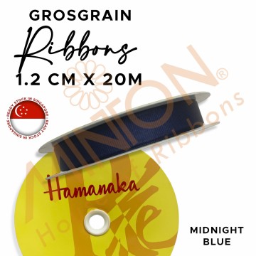 12mmx20m Hamanaka Grosgrain Ribbon Midnight Blue
