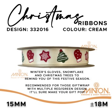 15mmx20yyds Christmas Motifs Ivory Base