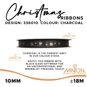 10mmx20yds Twinkling Stars - Charcoal