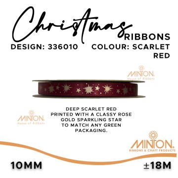 10mmx20yds Twinkling Stars - Scarlet