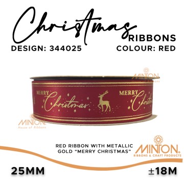 25mmx20yds Christmas in the Forest - Red