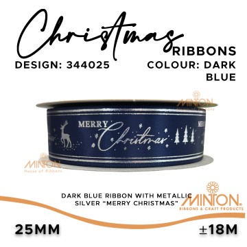 25mmx20yds Christmas in the Forest - Navy Blue