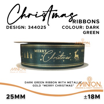 25mmx20yds Christmas in the Forest - Very Dark Green