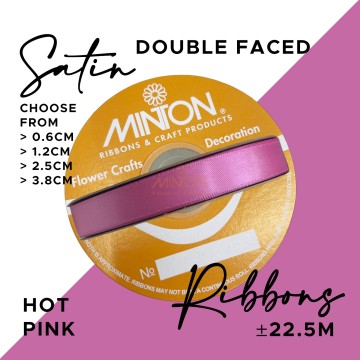 Double Faced Satin Ribbon Hot Pink (Click for more sizes)