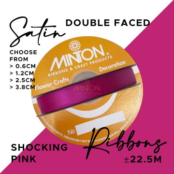 Double Faced Satin Ribbon Shocking Pink (Click for more sizes)