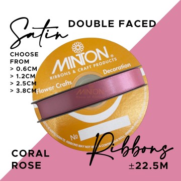 Double Faced Satin Ribbon Coral Rose (Click for more sizes)