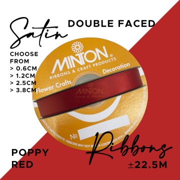 Double Faced Satin Ribbon Poppy Red (Click for more sizes)