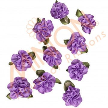 Satin Flowers approx.2.5cmx10pcs Grape Purple
