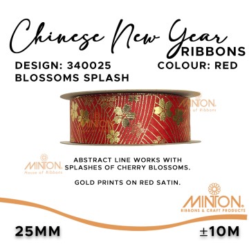 25mmx12yds Sakura Splash Red CNY