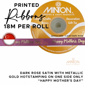 12mmx20yds Happy Mother's Day Ribbon Colonial Rose