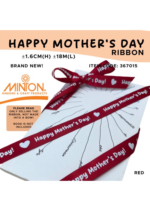 16mmx20yds Happy Mother's Day Ribbon Red