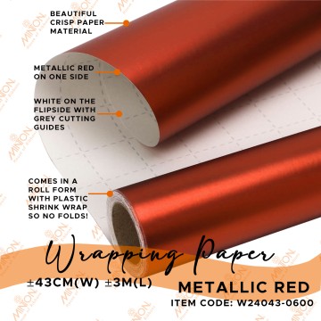 Wrapping Paper 43cm(W) 3m(L) Metallic Red