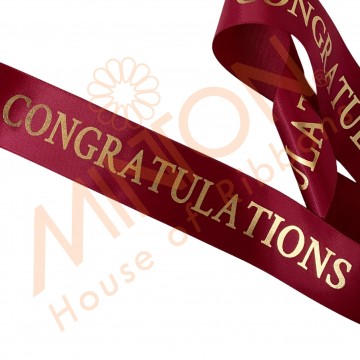 38mmx20yds Congratulations Wine with Gold Metallic Prints