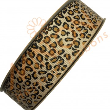 22mmx20yds Grosgrain Leopard Prints Tan